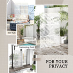 6.5FT Decorative Outdoor Divider, Metal Privacy Screen with Stand, Triangle Style, White