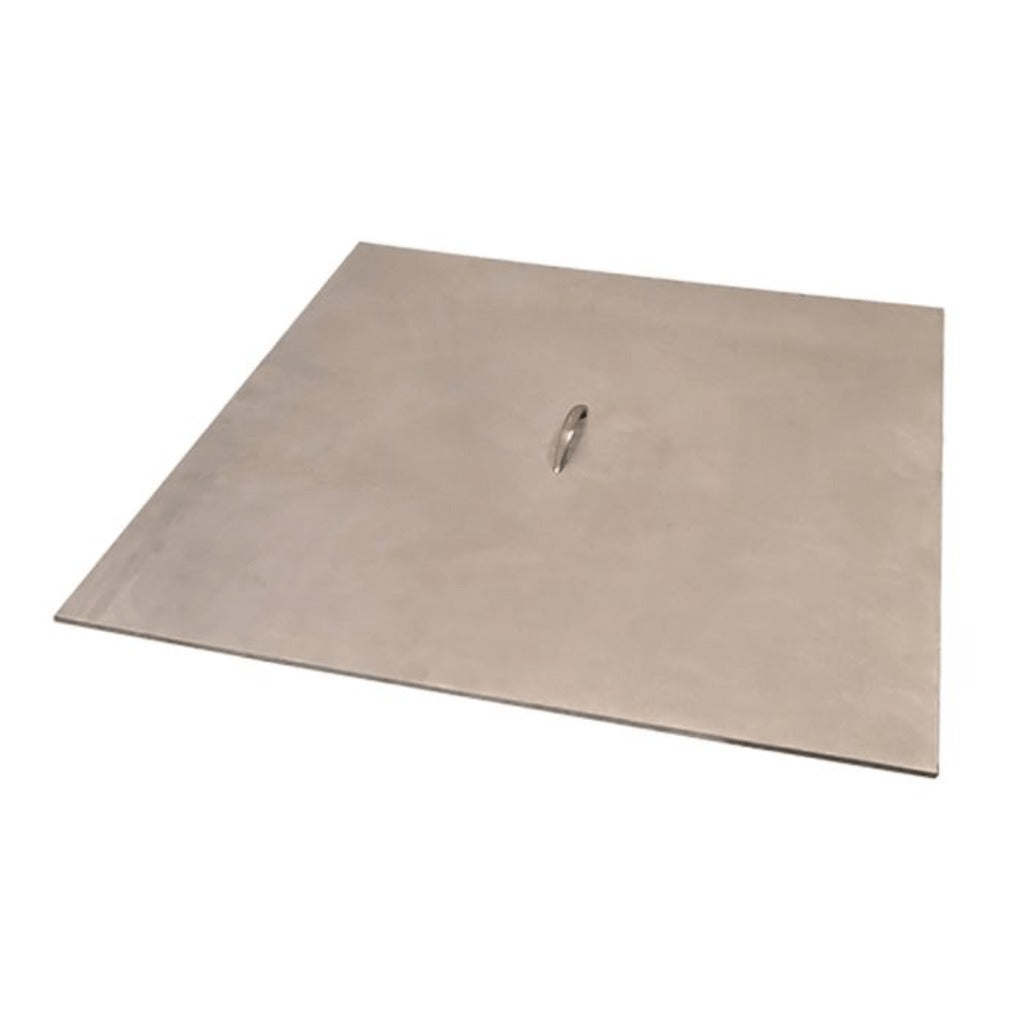Warming Trends 32" Square Brushed Aluminum Fire Pit Cover + 1 Handle for 30" Opening