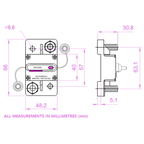 Exotronic 200A Large Surface Mount Waterproof DC Circuit Breaker