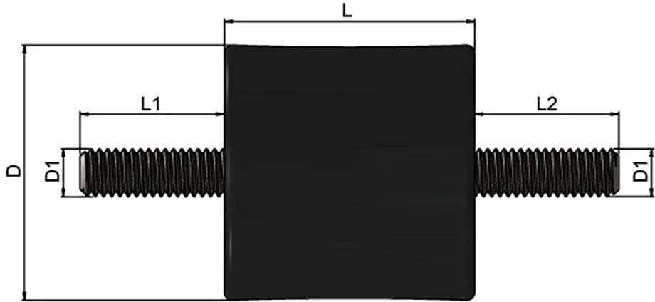 M10 Anti-Vibration Mount Male-Male – 50mm x 40mm Rubber Bobbin Mount (55 Shore)