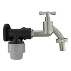 Wall Flange Kit 20mm MDPE + Bib Nickle Tap 1/2" Barb