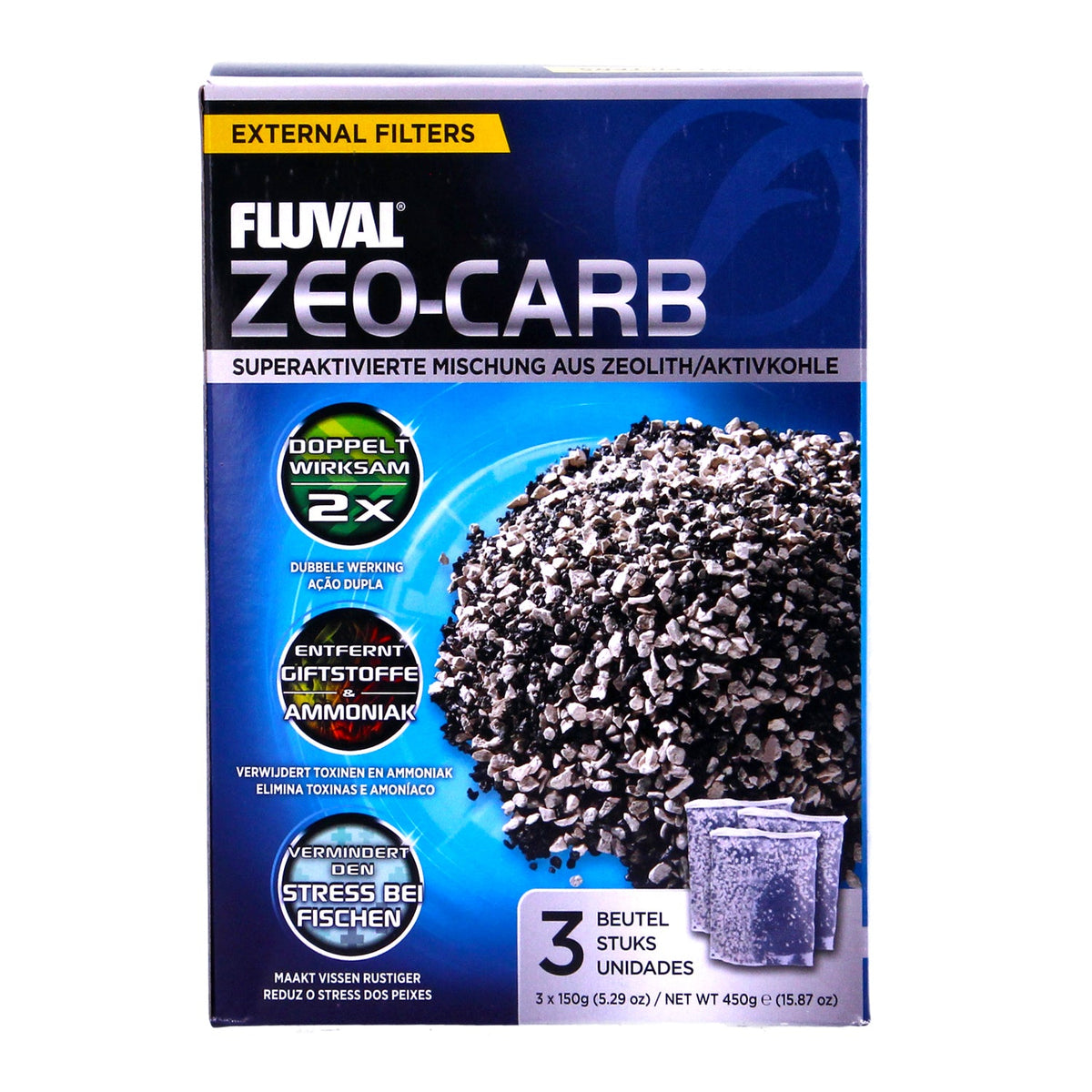 Fluval Zeo-Carb Ammonia & Carbon Filter Media 450g