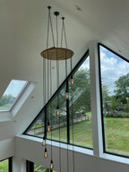 Whiskey Barrel Cascade Cluster Pendant Light Wooden Chandelier