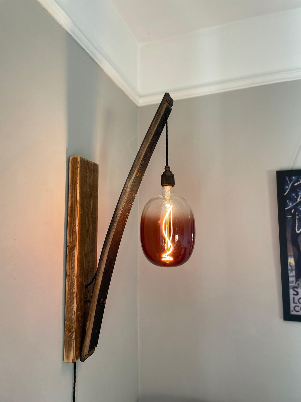 Whiskey Stave Wall Light | Reclaimed Oak Barrel Rustic Wall Lighting UK