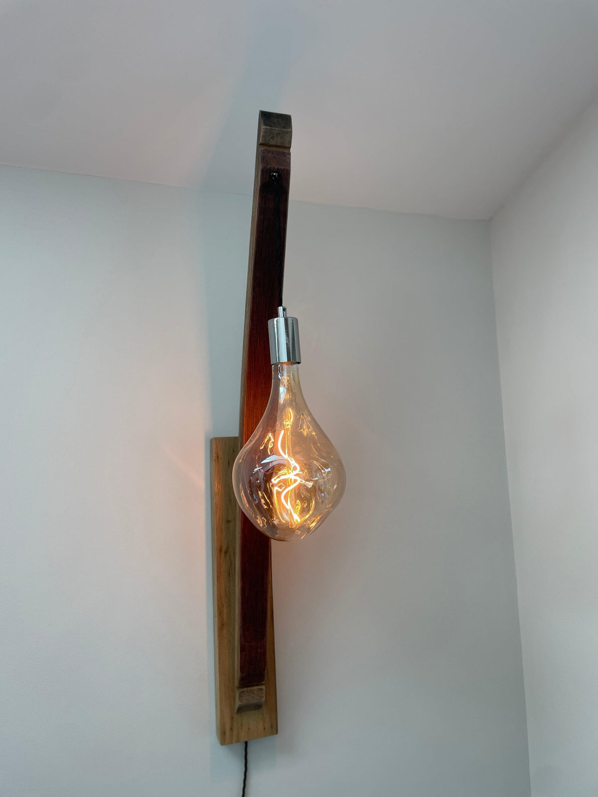 Whiskey Stave Wall Light | Reclaimed Oak Barrel Rustic Wall Lighting UK