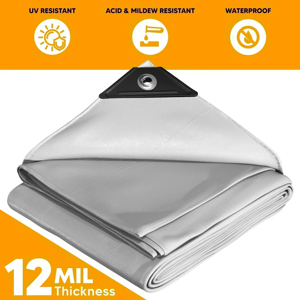 White Poly Tarps 10' x 12' - Case of 8