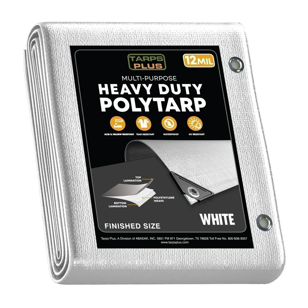 White Poly Tarps 10' x 12' - Case of 8
