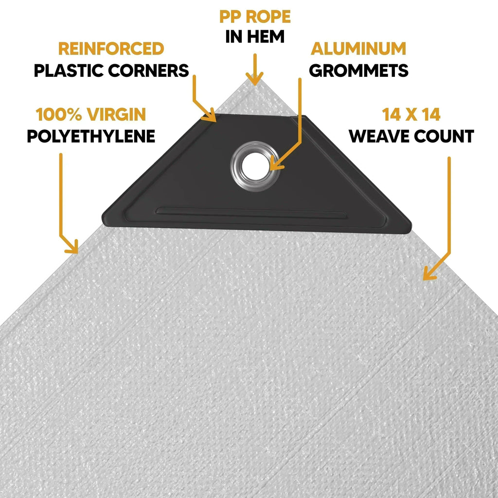 White/Silver Poly Tarp 16' x 20' - Case of  2