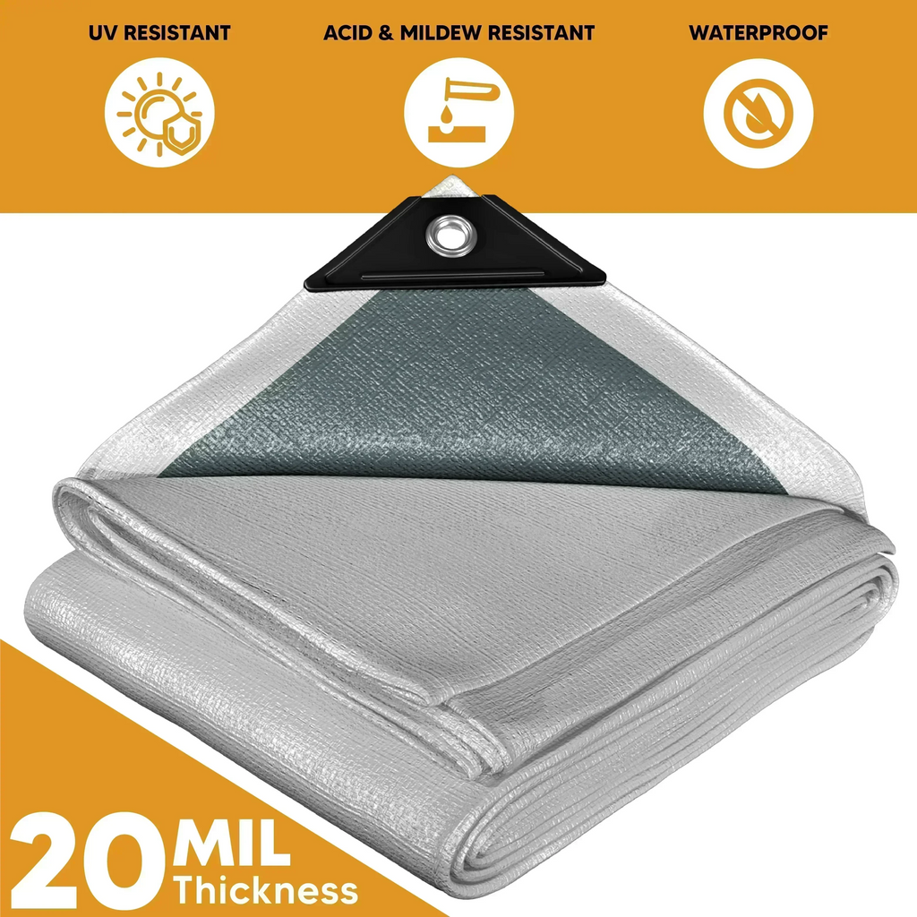 White/Silver Poly Tarp 16' x 20' - Case of  2