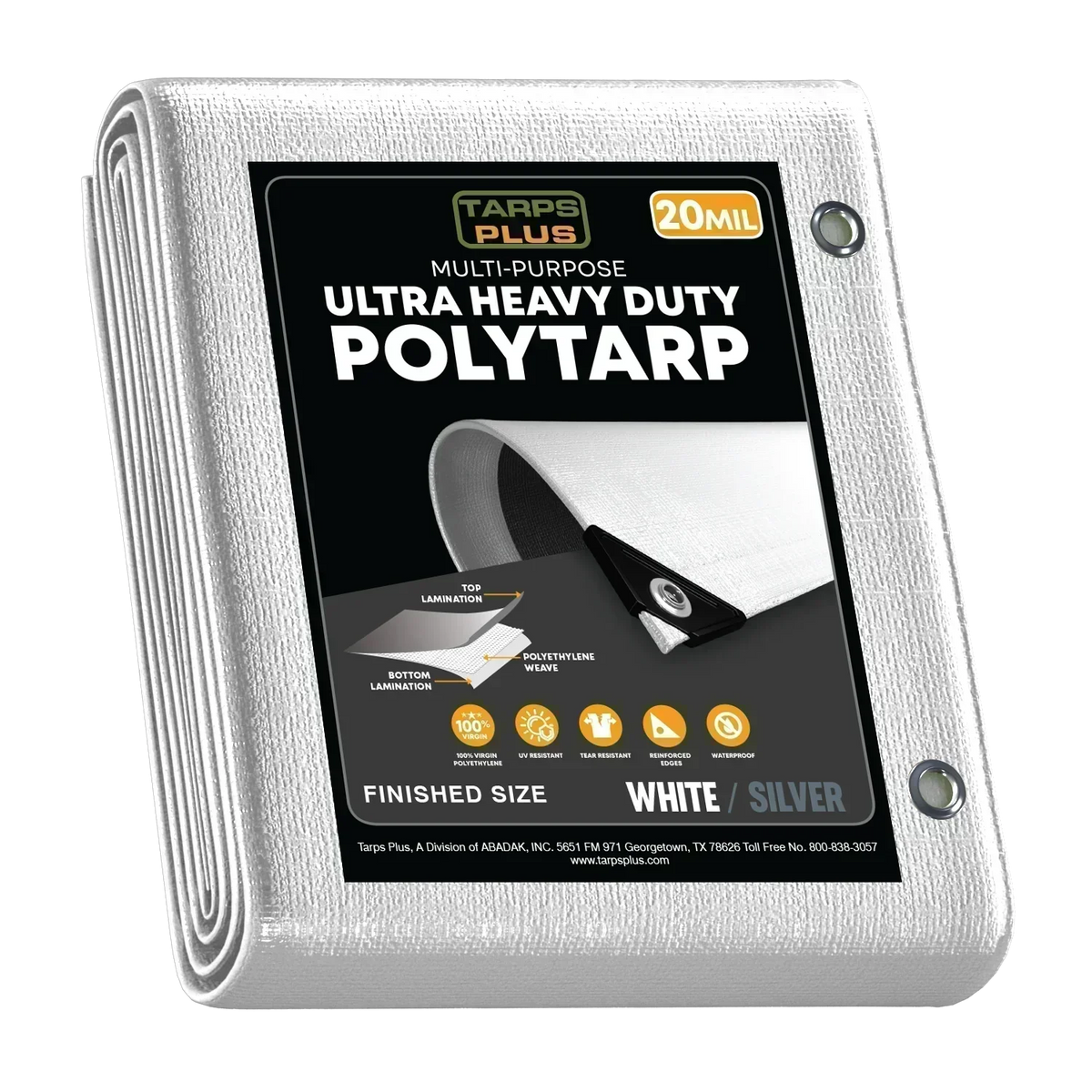 White/Silver Poly Tarp 26' x 40'