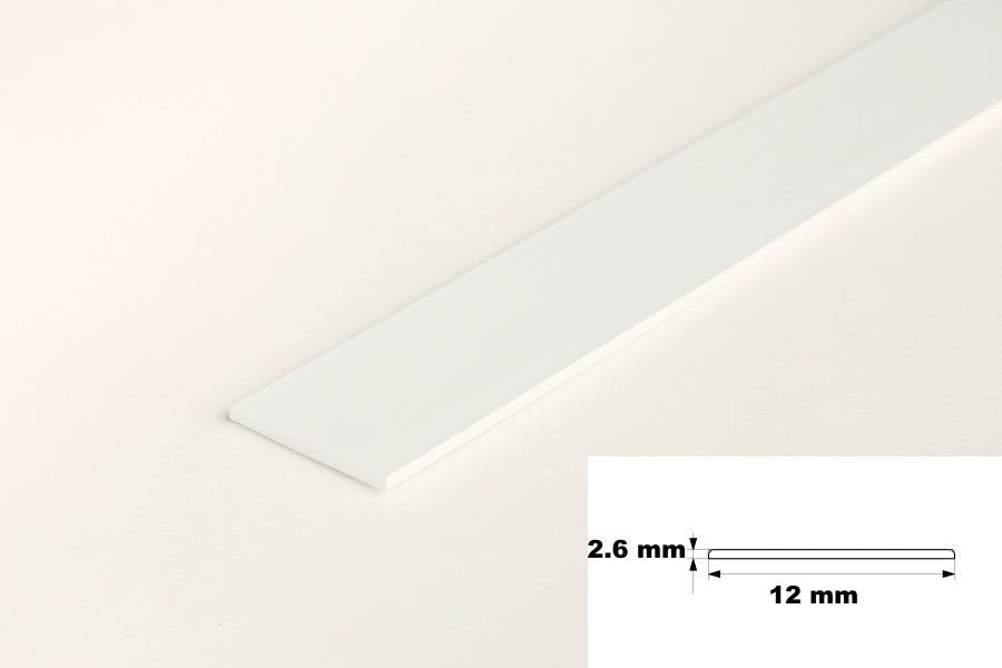 PVC plastic flat bar white 12x3 