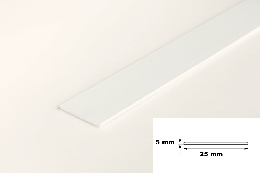 25x5 PVC plastic flat bar white