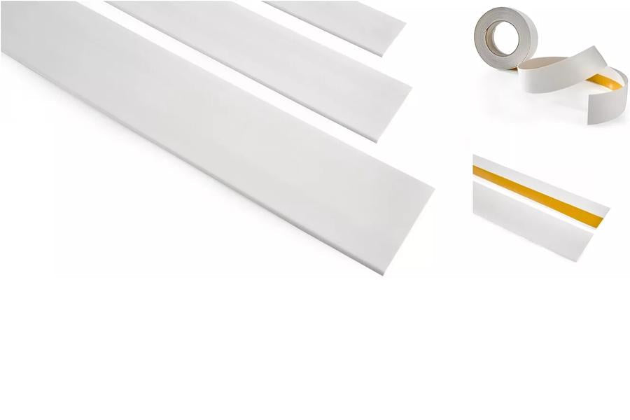 Self-adhesive PVC cover strip – 5m black roll white