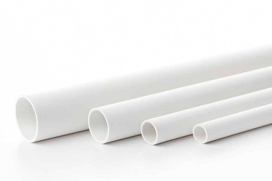 White Plastic Round Pipe Tube PVC - 1 m / 39.37 inch Length