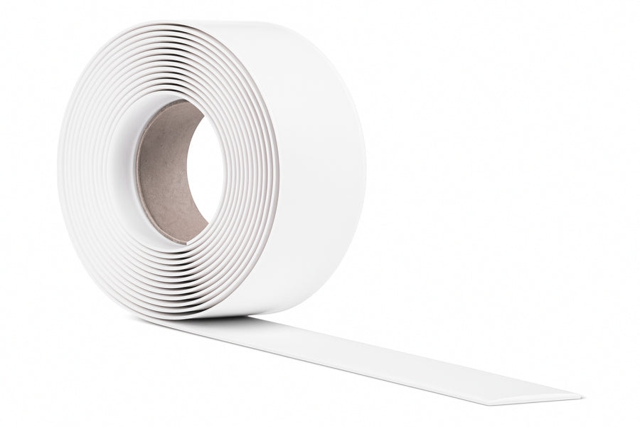 6m Length – White PVC Flat Architrave Trim Plastic Bar Strip Roll Various Sizes