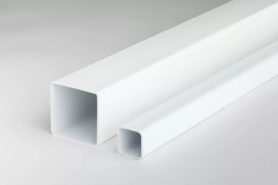 Plastic Box Section Square Tube - 1m & 2.5m Length – Black & White Durable PVC