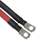 WindyNation 2/0 Gauge (AWG) Black and Red Pure Copper Battery Cable Wire with Lug Connector Ring Terminals