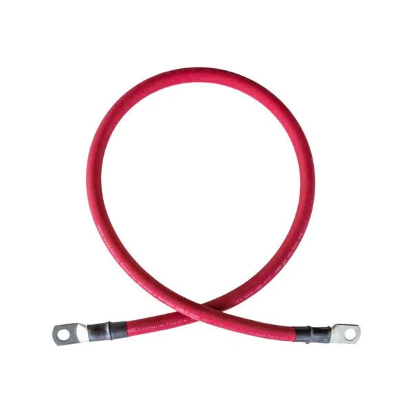WindyNation 2 Gauge (AWG) Black and Red Pure Copper Battery Cable Wire with Lug Connector Ring Terminals