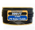 WindyNation 500 Foot Spool 8 Gauge 8 AWG Black Pure Copper Solar Panel Extension Cable Wire - Off Grid Stores