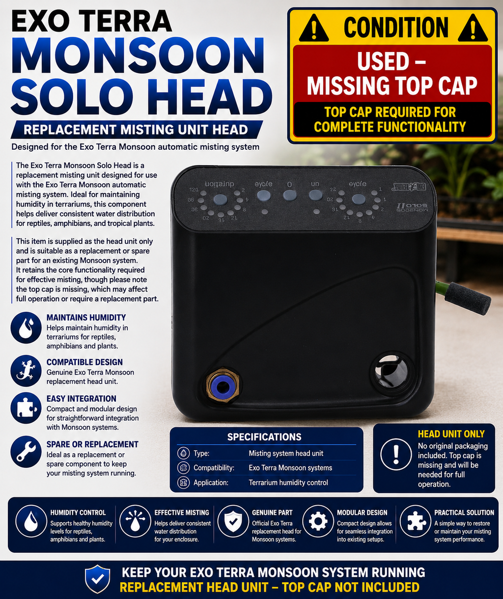Exo Terra Solo Head Only Monsoon
