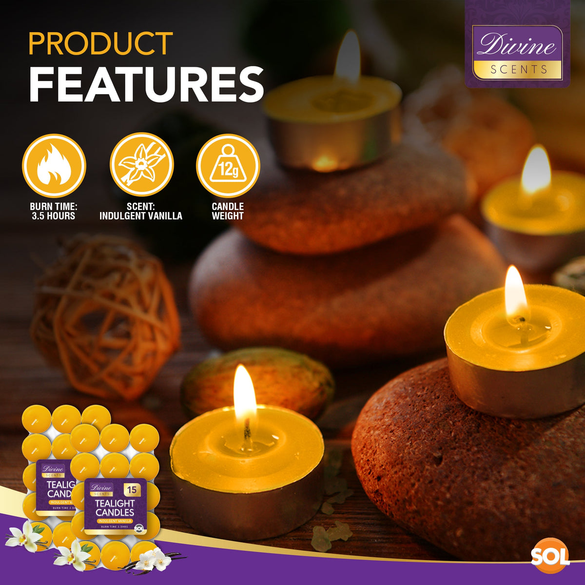 Scented Tea Light Candles | 4 Hour Burn Fragrance | 15-30 Pack