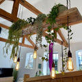 Wooden Beam Chandelier for Plants | Kitchen Island Lighting with Planter Shelf - MooBoo Home Lighting