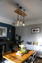 Wooden Beam Cluster Pendant Light | Reclaimed Kitchen Island & Dining Lighting UK