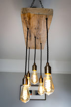 Wooden Beam Cluster Pendant Light | Reclaimed Kitchen Island & Dining Lighting UK