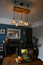 Wooden Beam Cluster Pendant Light | Reclaimed Kitchen Island & Dining Lighting UK