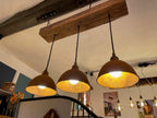 Oak Beam Chandelier with Industrial Shades | Kitchen Island & Task Lighting UK