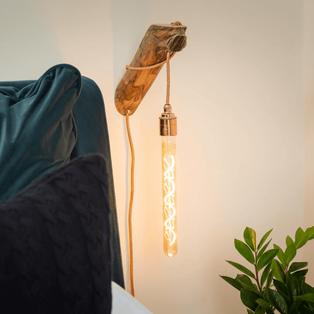 Wooden Peg Wall Light | Plug In Bedside, Reading & Space Saving Lighting UK