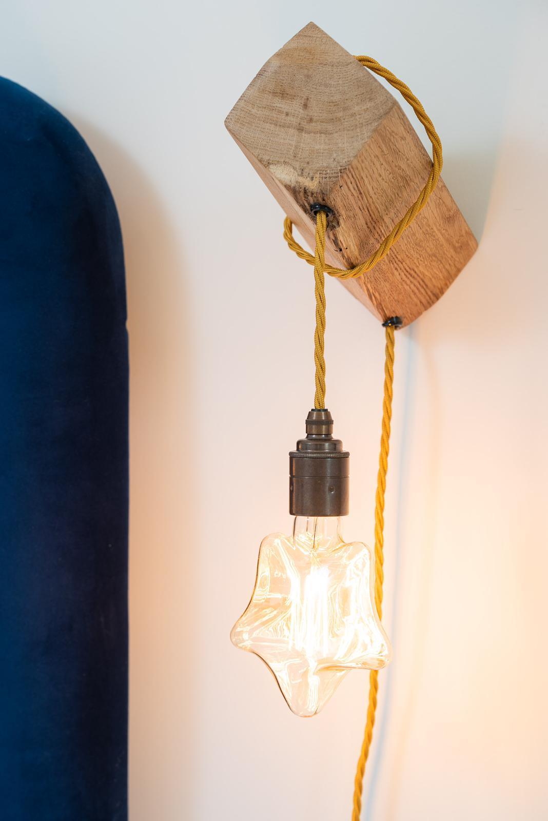 Wooden Peg Wall Light | Plug In Bedside, Reading & Space Saving Lighting UK