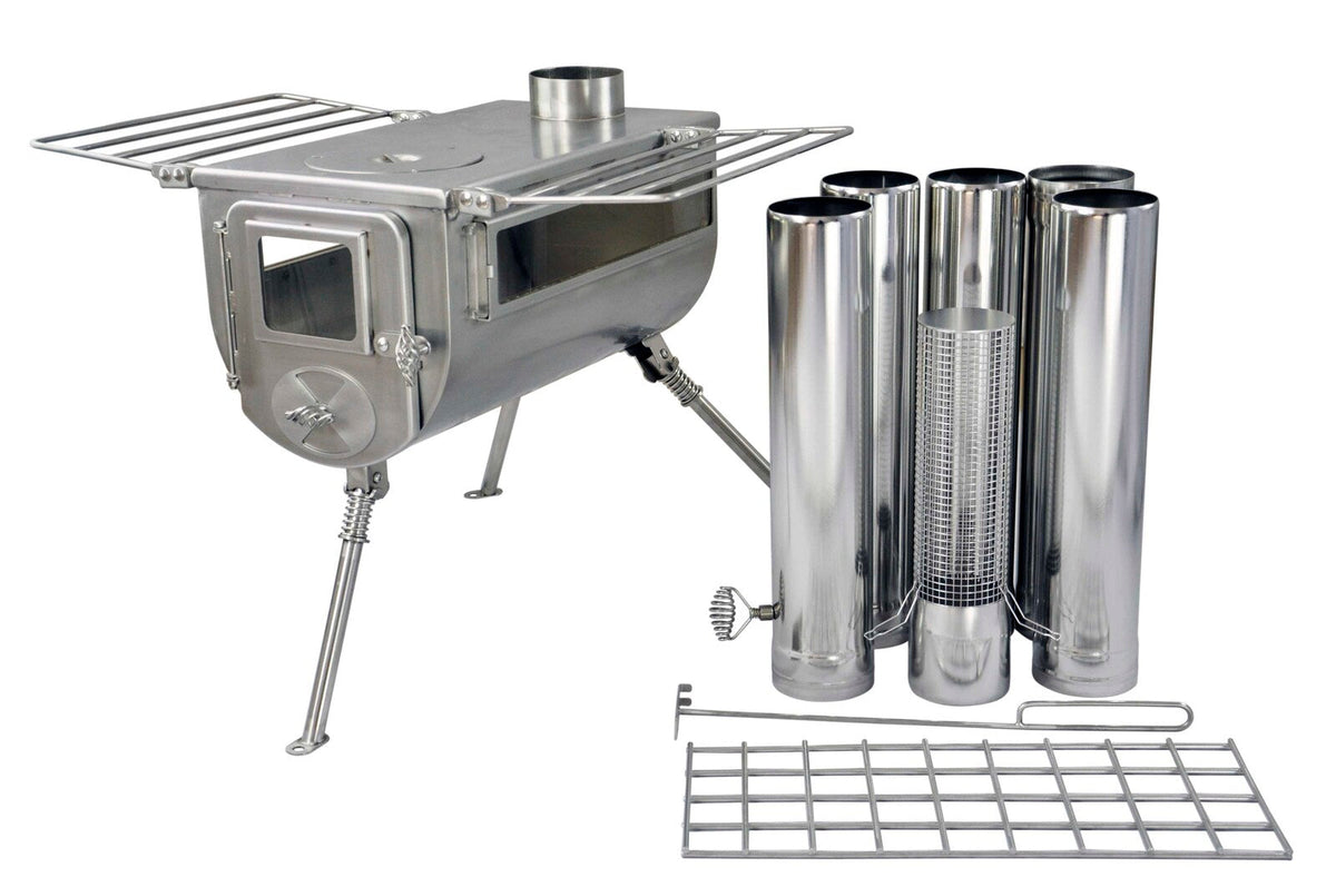 Woodlander Camping stove (Double View) - Large Size / Stainless Steel