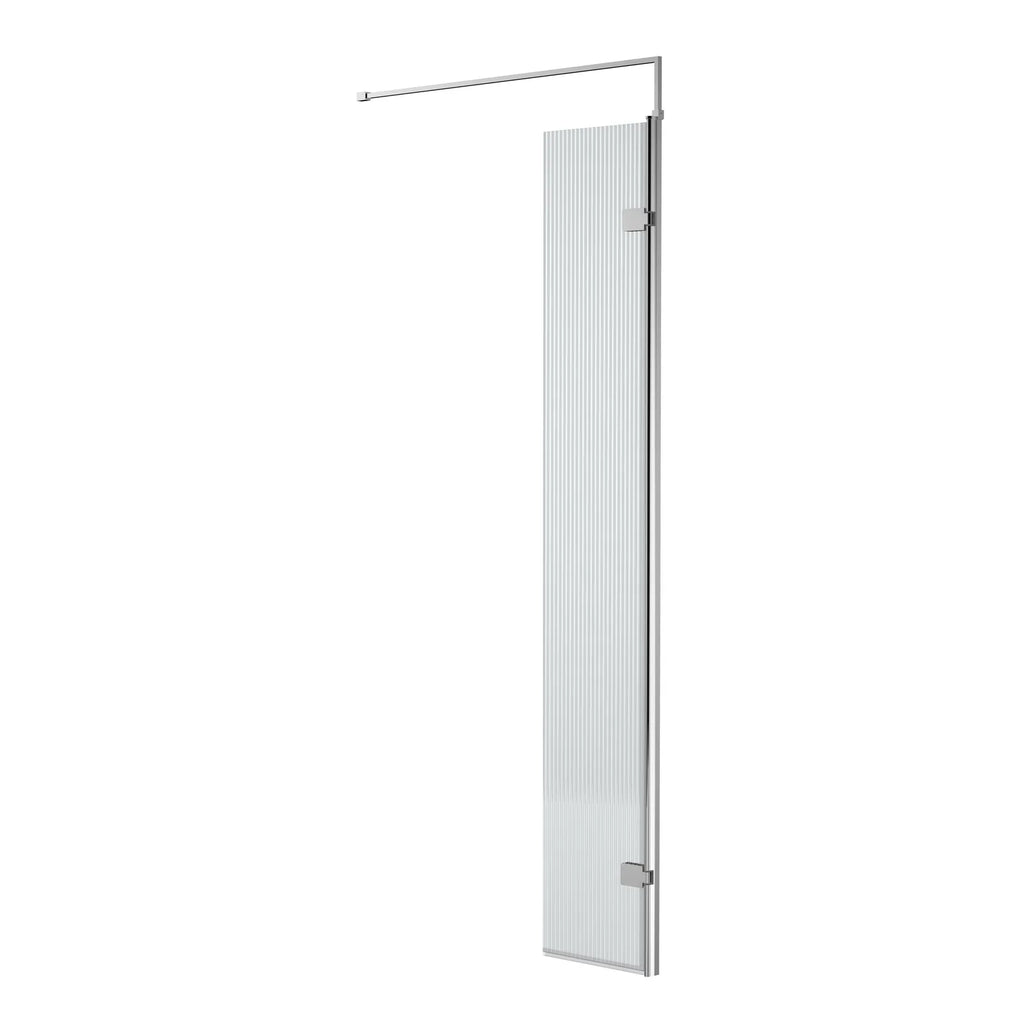 Haven 8mm Fluted Glass Wetroom Return Panel With Support Bar