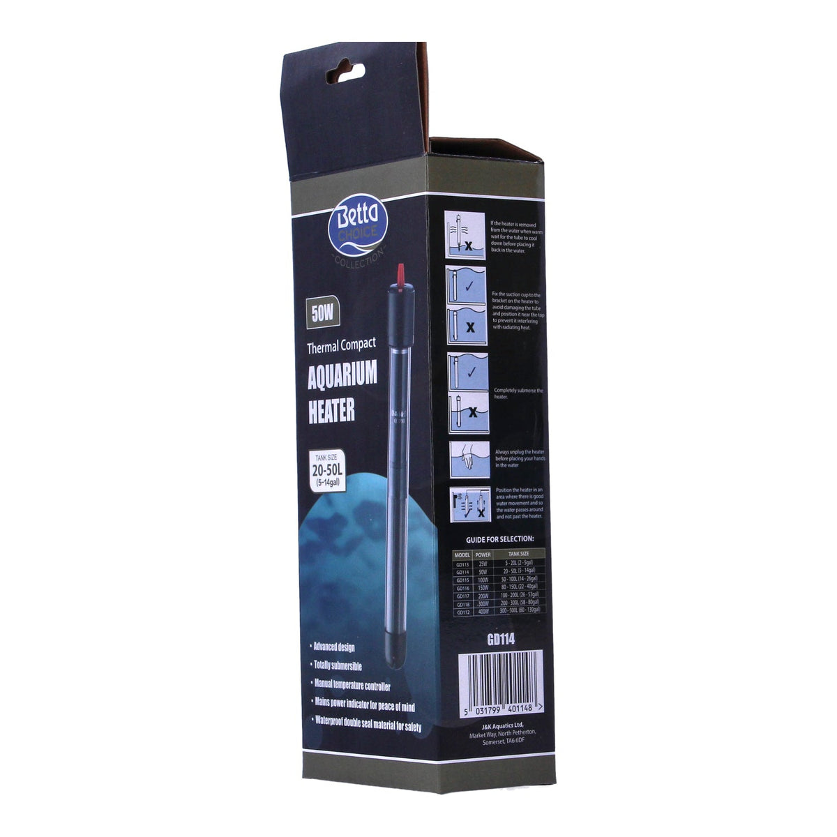Betta Thermal 50W Submersible Aquarium Heater