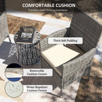 2 Piece PE Rattan Dining Chair Set with Cushions & High Back, Mixed Grey