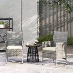 2 Piece PE Rattan Dining Chair Set with Cushions & High Back, Mixed Grey