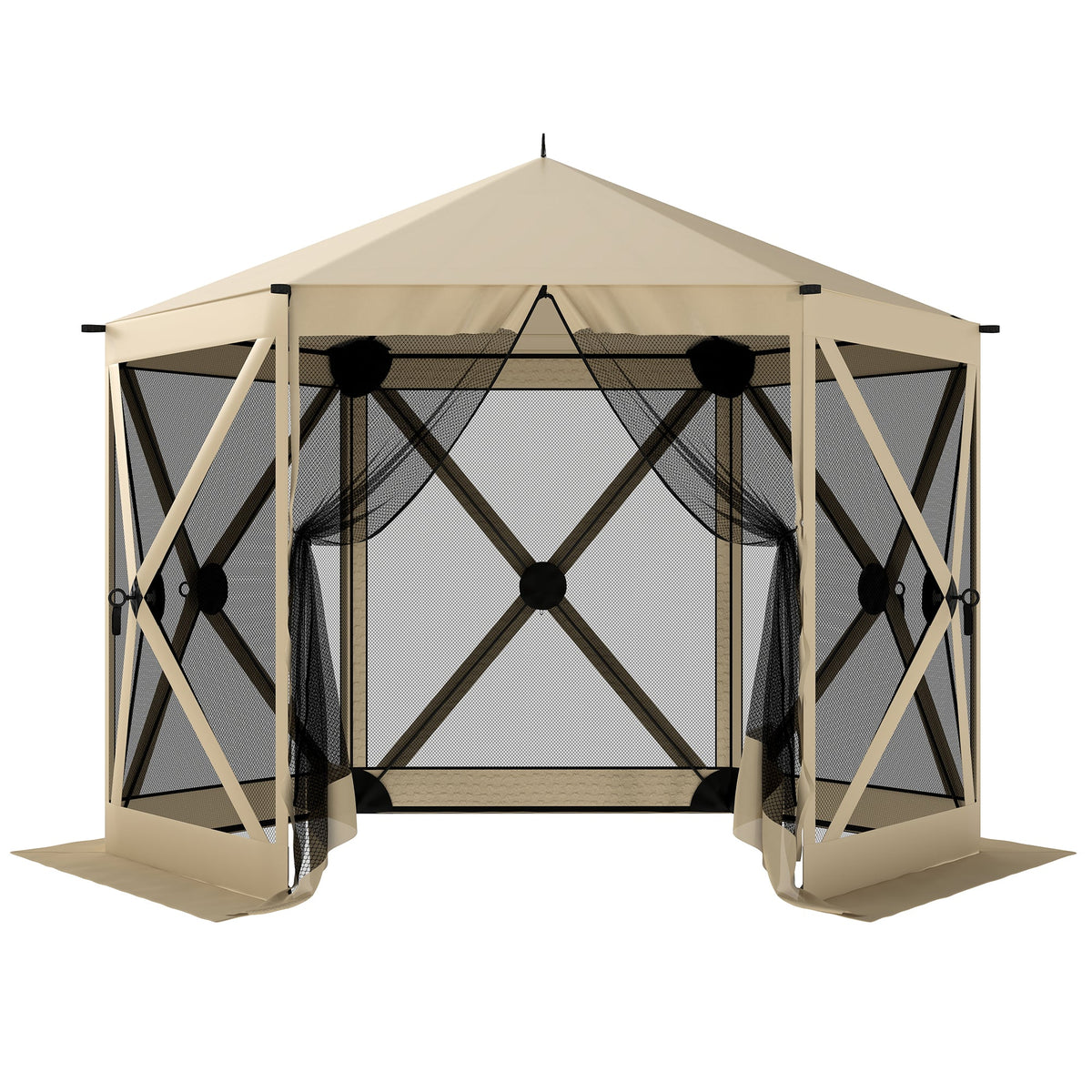 10' x 11' Pop Up Gazebo Screen Tent with Mesh Netting, Beige