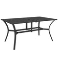 59" x 35.5" Rectangular Outdoor Dining Table for 6 with Umbrella Hole, Black