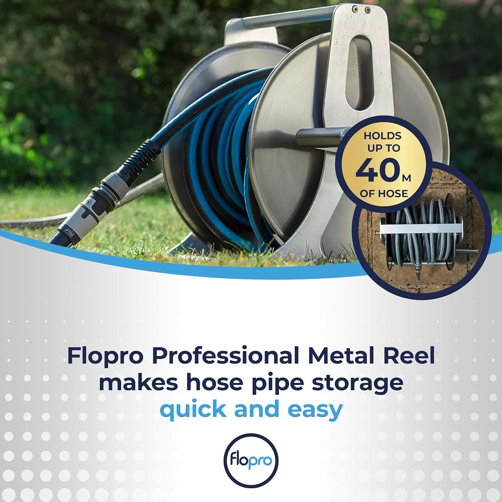FloPro Stainless Steel Hose Reel 45m Capacity