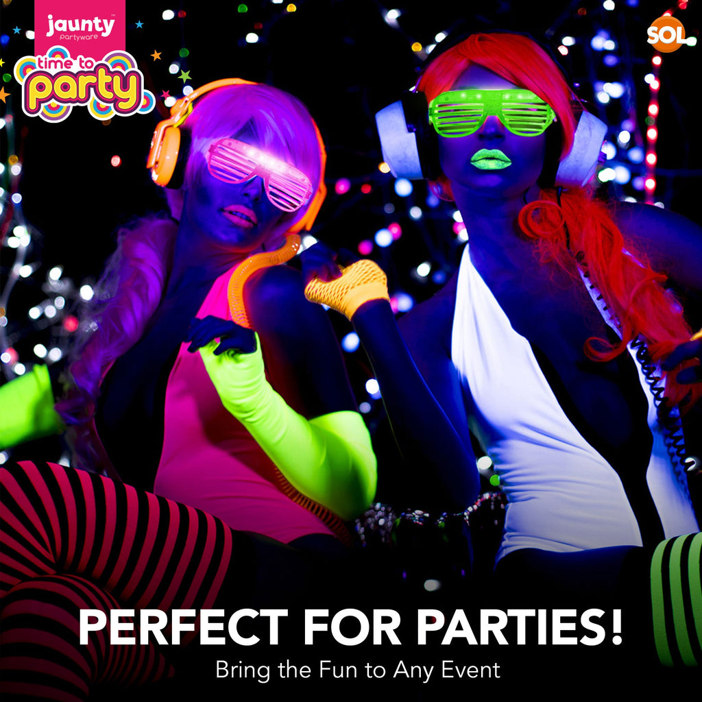 Flashing Party Glasses LED Neon Shutter Shades Rave | 24 Pack
