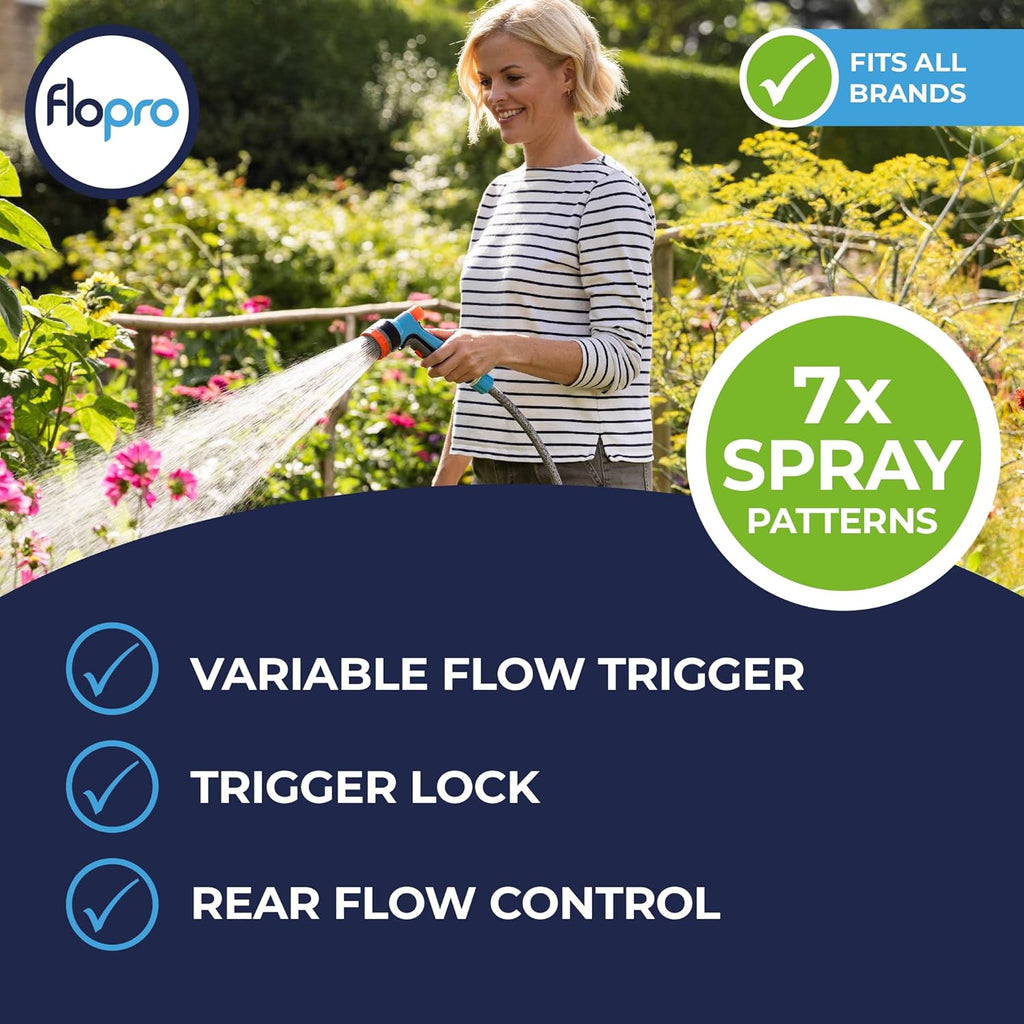 Flopro Watering Garden 7 Pattern Multi Spray Gun Set With Connectors