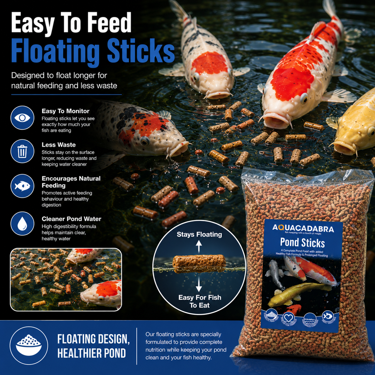 Aquacadabra Koi Goldfish Pond Sticks Fish Food