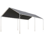 10' x 20' Heavy Duty Galvanized Steel Carport w/ Anchor Kit & 3 Reinforced Cables, Gray