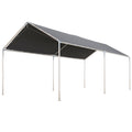 10' x 20' Heavy Duty Galvanized Steel Carport w/ Anchor Kit & 3 Reinforced Cables, Gray