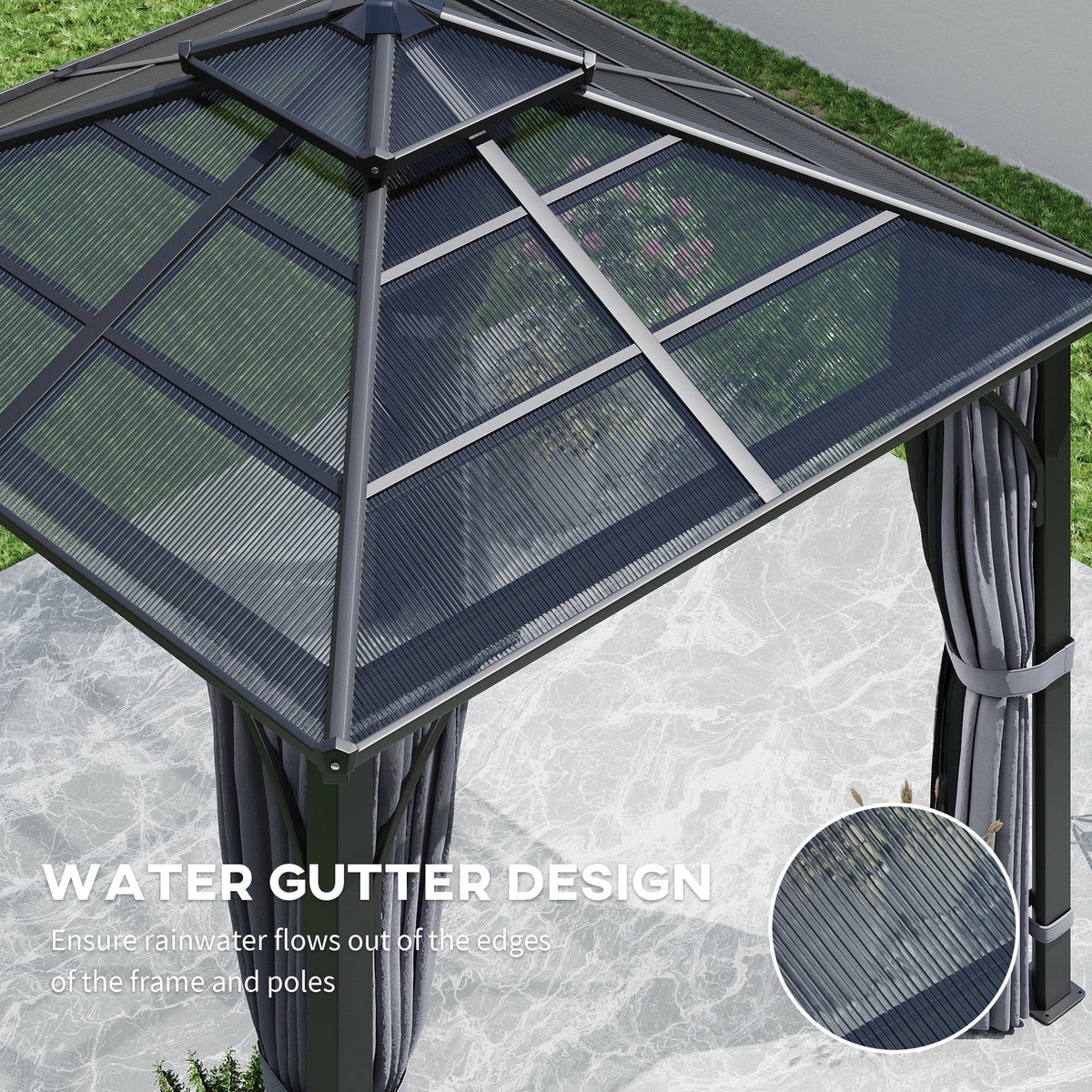 10' x 10' Hardtop Gazebo with 7mm Polycarbonate Double Roof