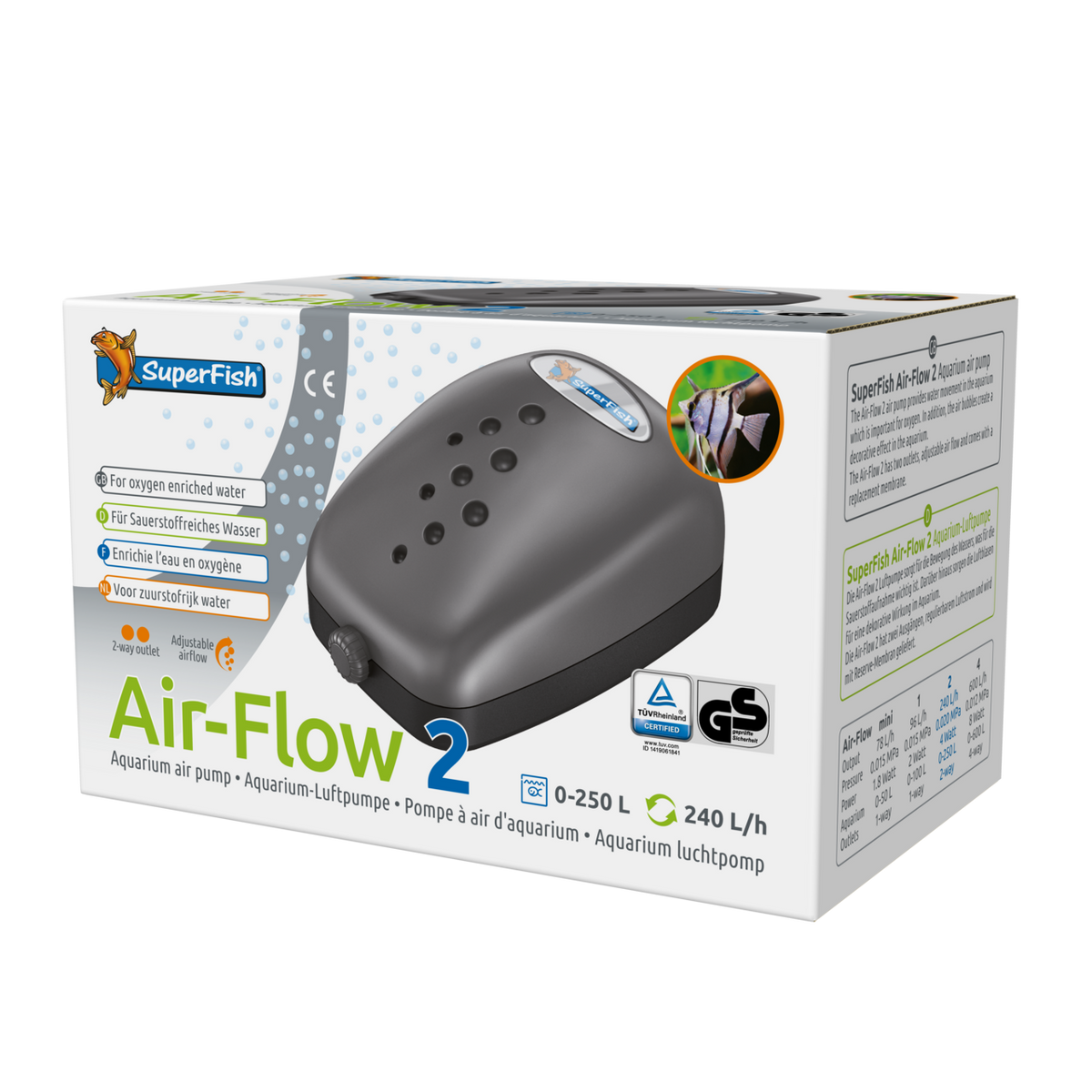 Superfish Airflow 2 Way Aquarium Air Pump