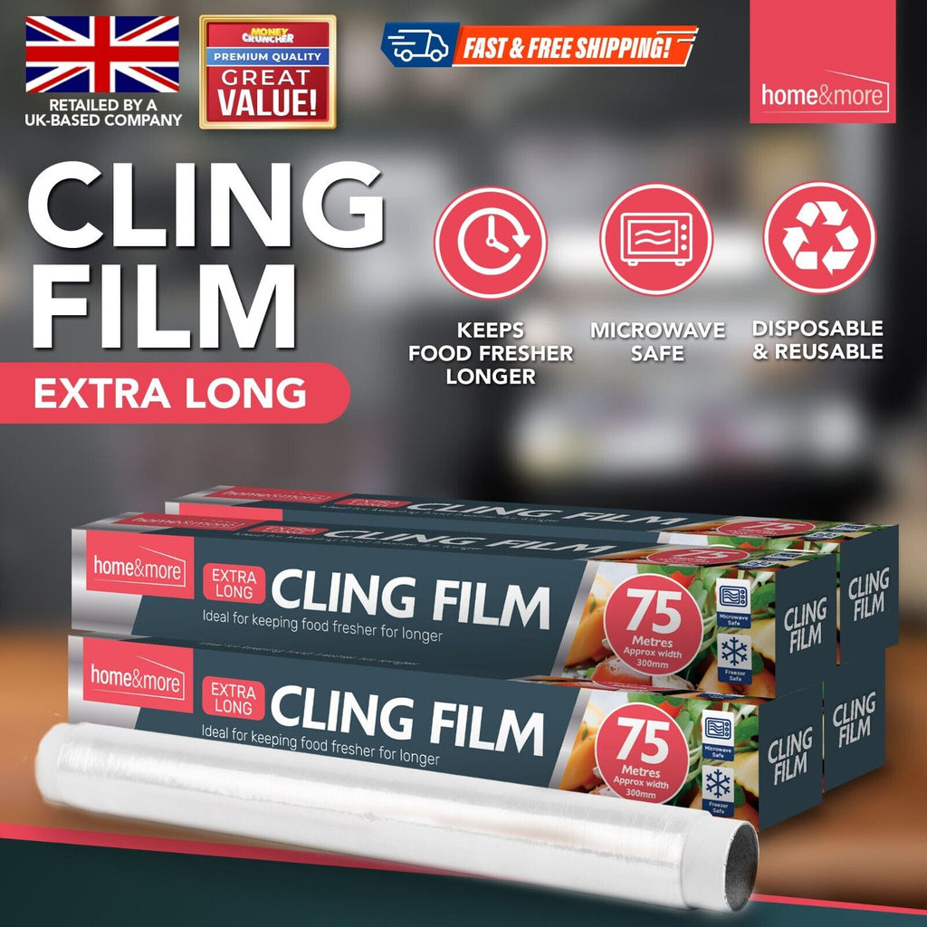 Cling Film Refill Rolls 30cm | Large Catering Food Wrap Easy Cut | 300m Roll