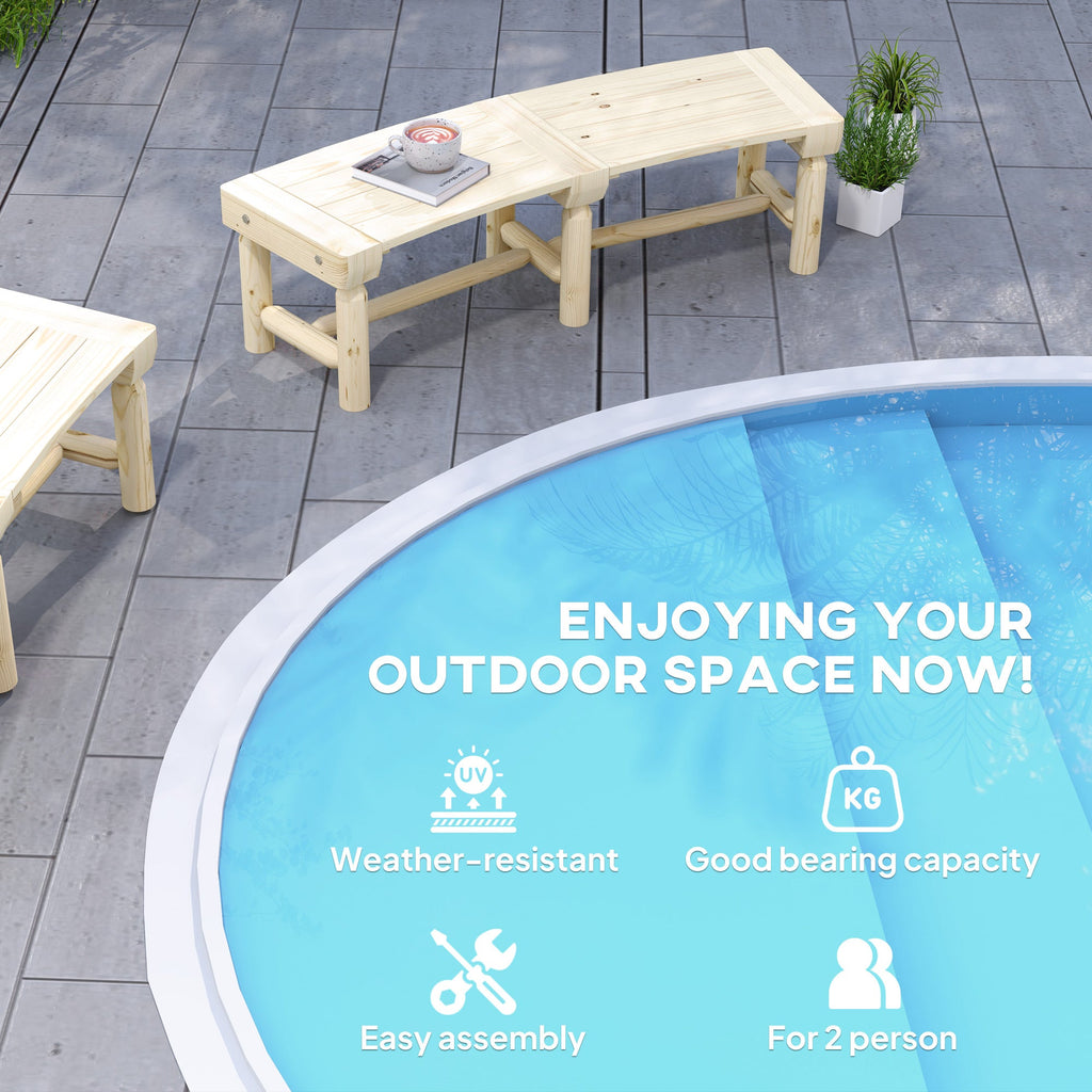 Semicircular Wooden Outdoor Bench, Wrap-Around Tree Seat for Yard, Patio, Natural
