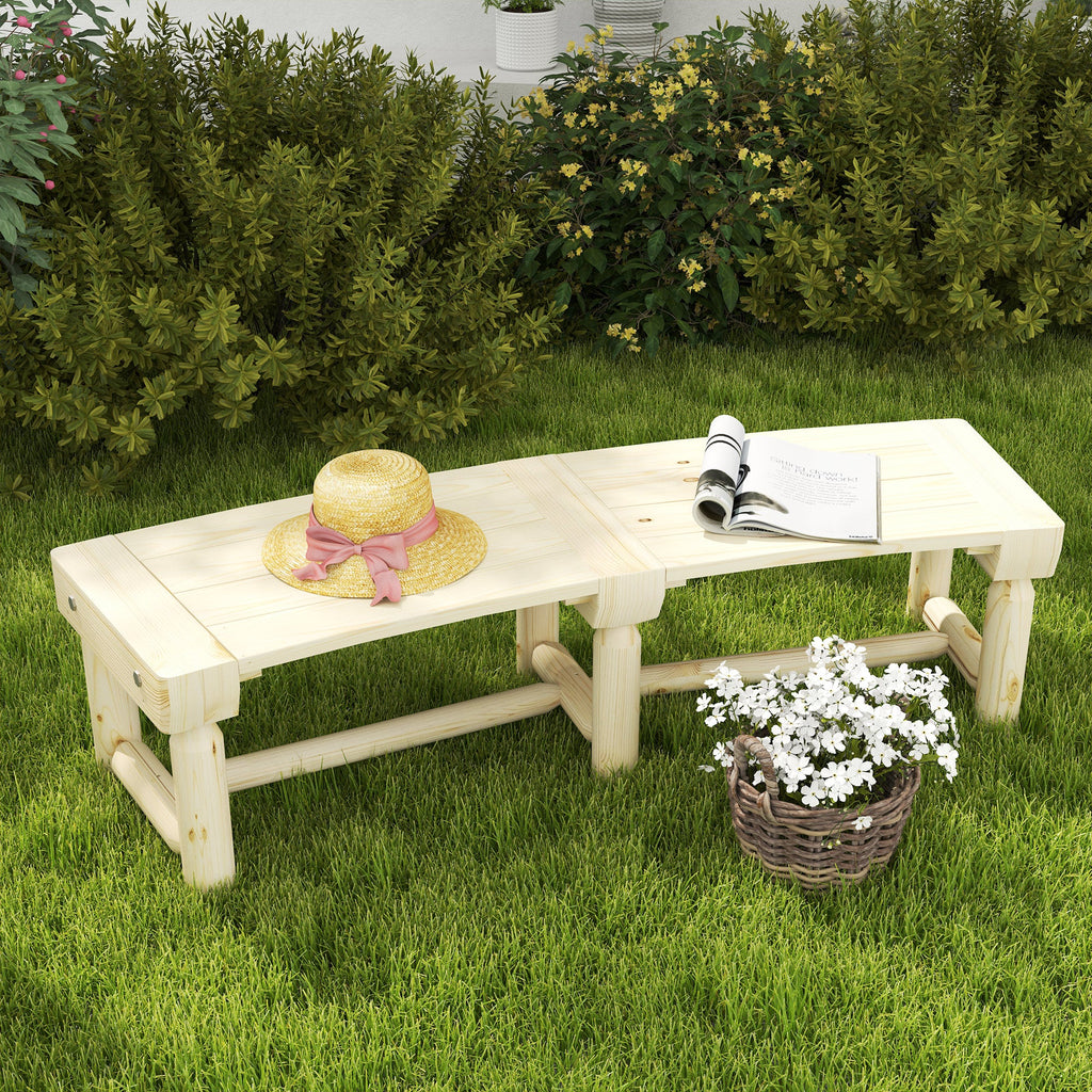 Semicircular Wooden Outdoor Bench, Wrap-Around Tree Seat for Yard, Patio, Natural